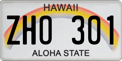 HI license plate ZHO301