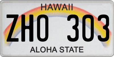 HI license plate ZHO303