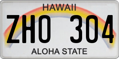 HI license plate ZHO304