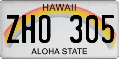 HI license plate ZHO305