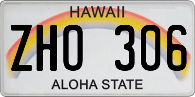 HI license plate ZHO306