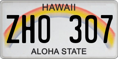 HI license plate ZHO307