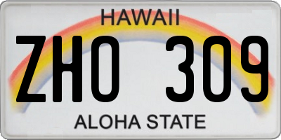 HI license plate ZHO309