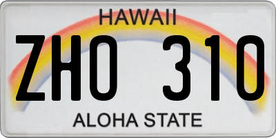 HI license plate ZHO310