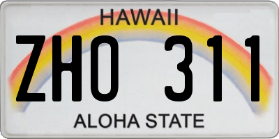 HI license plate ZHO311