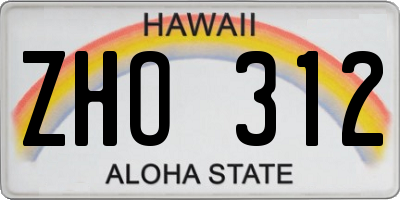 HI license plate ZHO312