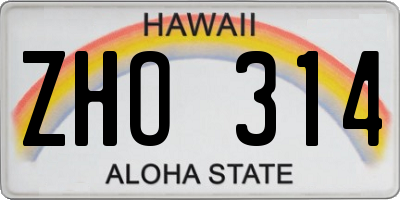 HI license plate ZHO314