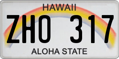 HI license plate ZHO317