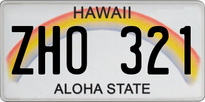 HI license plate ZHO321
