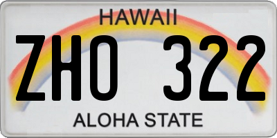 HI license plate ZHO322