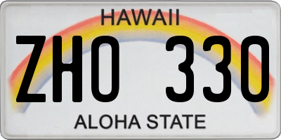 HI license plate ZHO330