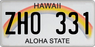 HI license plate ZHO331