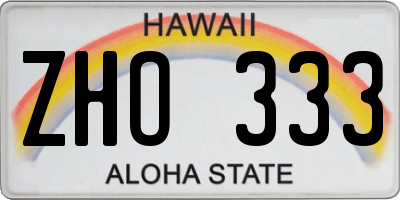 HI license plate ZHO333