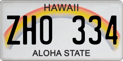 HI license plate ZHO334