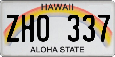 HI license plate ZHO337