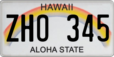 HI license plate ZHO345