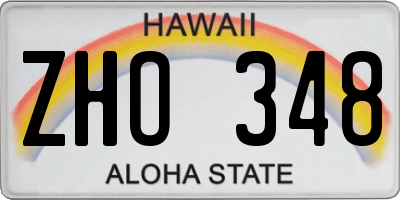 HI license plate ZHO348