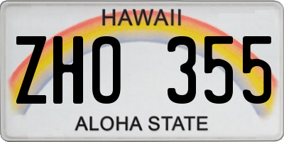 HI license plate ZHO355