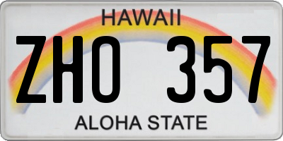 HI license plate ZHO357