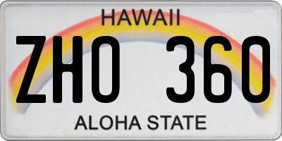 HI license plate ZHO360