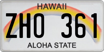 HI license plate ZHO361