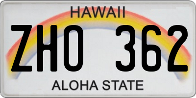 HI license plate ZHO362