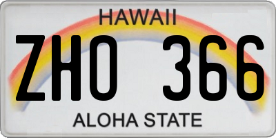 HI license plate ZHO366