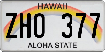 HI license plate ZHO377