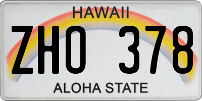 HI license plate ZHO378