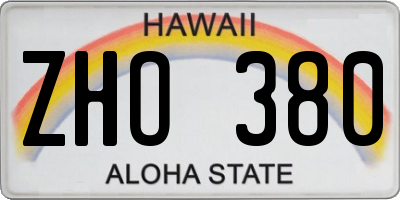 HI license plate ZHO380