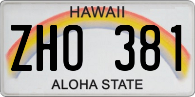 HI license plate ZHO381
