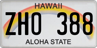 HI license plate ZHO388