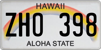 HI license plate ZHO398