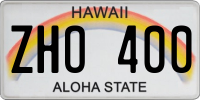 HI license plate ZHO400