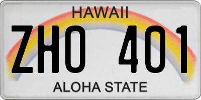 HI license plate ZHO401
