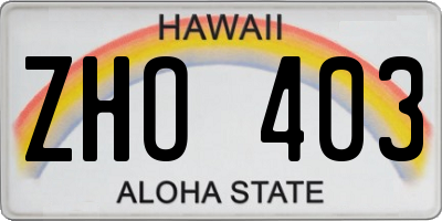 HI license plate ZHO403