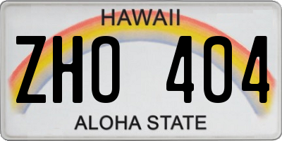 HI license plate ZHO404