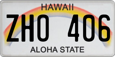 HI license plate ZHO406