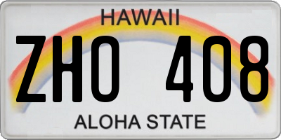 HI license plate ZHO408