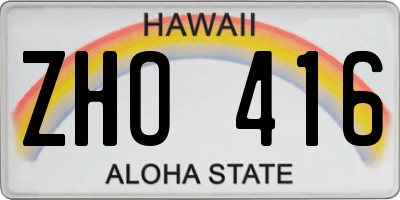 HI license plate ZHO416