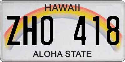 HI license plate ZHO418
