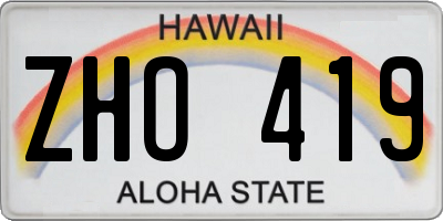 HI license plate ZHO419