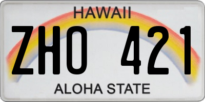 HI license plate ZHO421