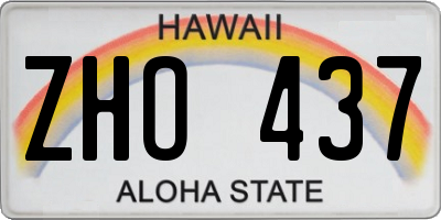HI license plate ZHO437