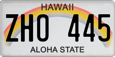 HI license plate ZHO445
