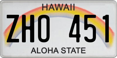 HI license plate ZHO451