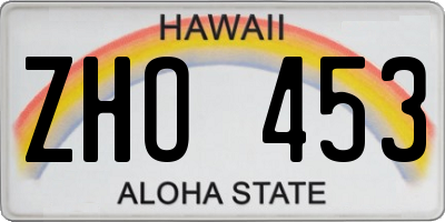 HI license plate ZHO453