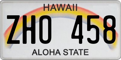 HI license plate ZHO458