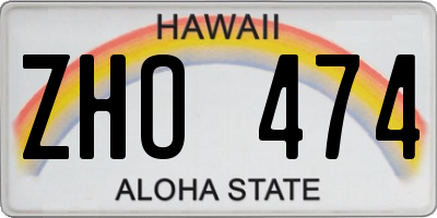 HI license plate ZHO474