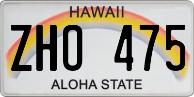 HI license plate ZHO475
